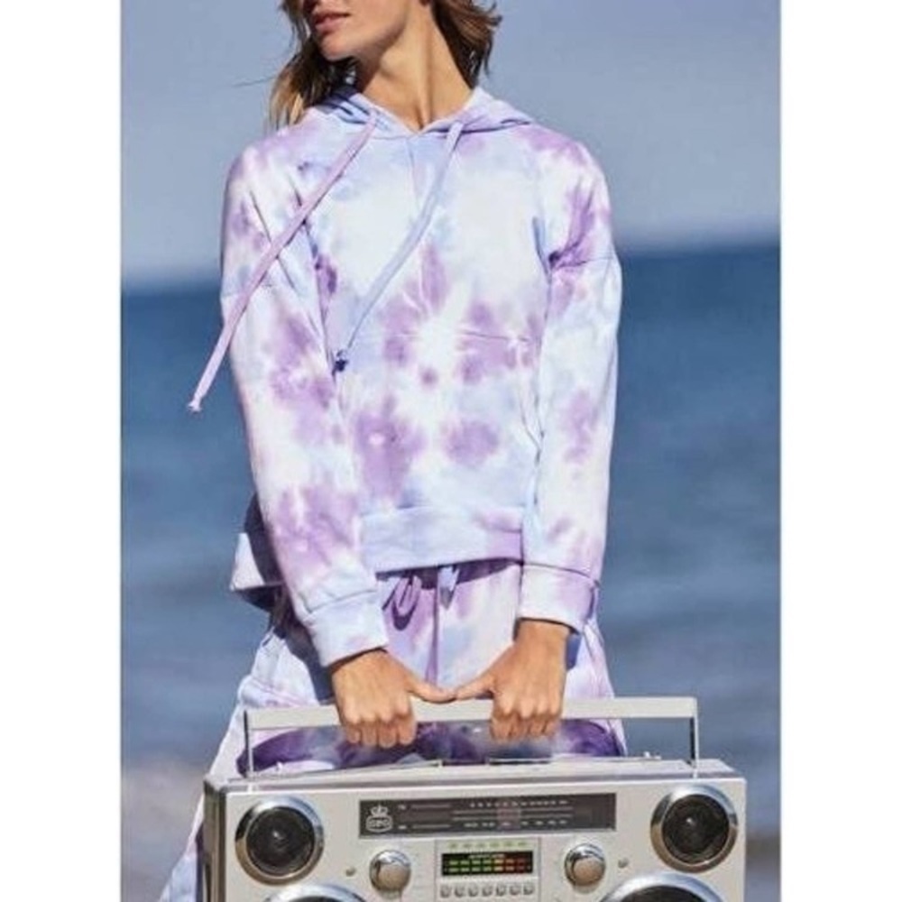 (A5) NEW Free People Movement Purple Tie Dye Work It Out Hoodie, Sz Small, NWOT - Picture 5 of 14